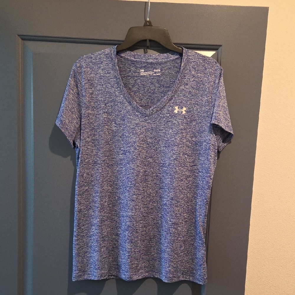 Under Armour Heathered Blue V-Neck Tee